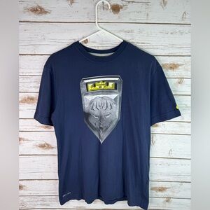 Nike LeBron James Graphic Dri-Fit T Shirt Mens Size Medium Basketball Blue